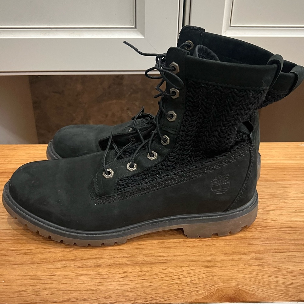 Timberland Open Weave Boots in Black Nubuck Leather size 9